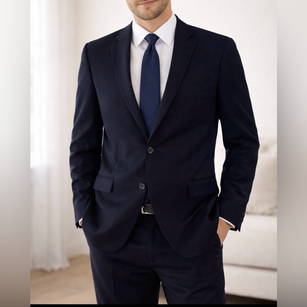 Michael Kors Navy Wool Suit Jacket Blazer 42S Tailored Career Formal